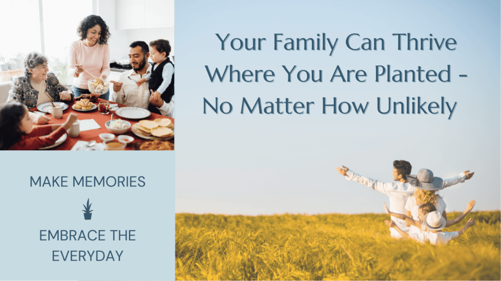 Pictures of families with website slogan